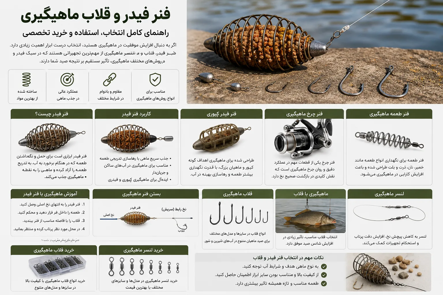قیمت فنر فیدر و قلاب ماهیگیری